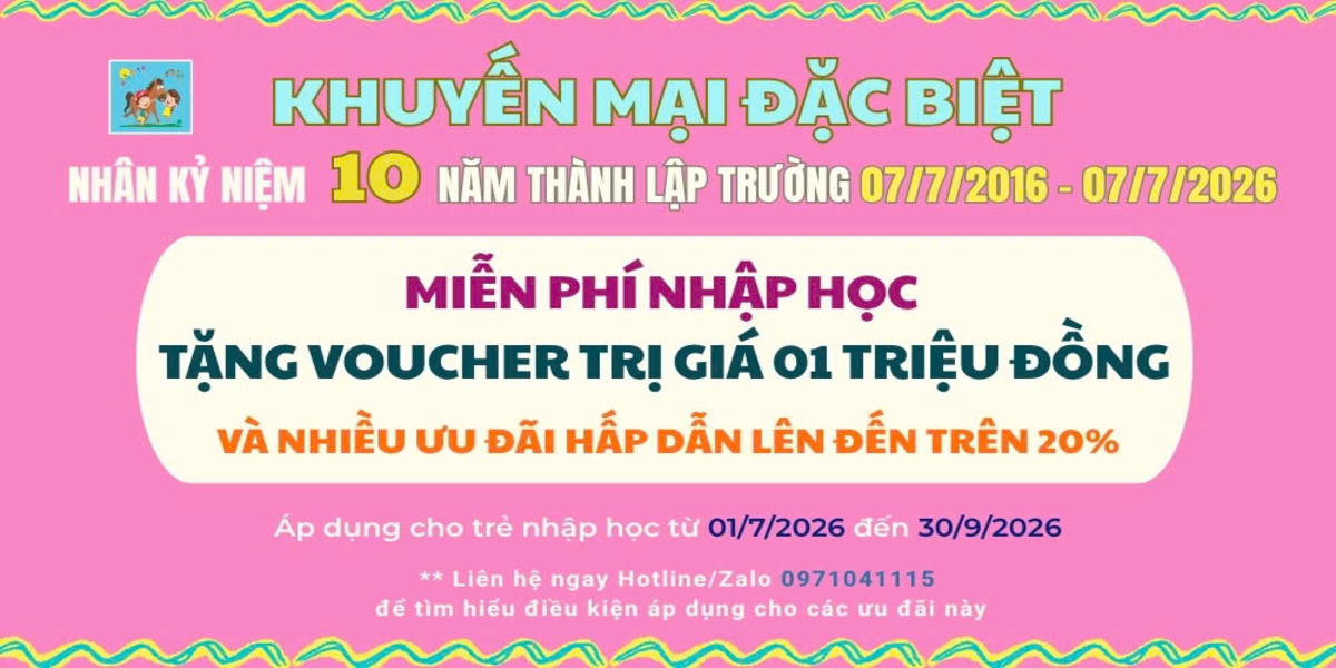 Trường mầm non chú ngựa Homie ưu đãi tuyển sinh tháng 7